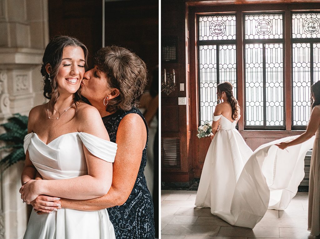 Mother and daughter getting ready for wedding