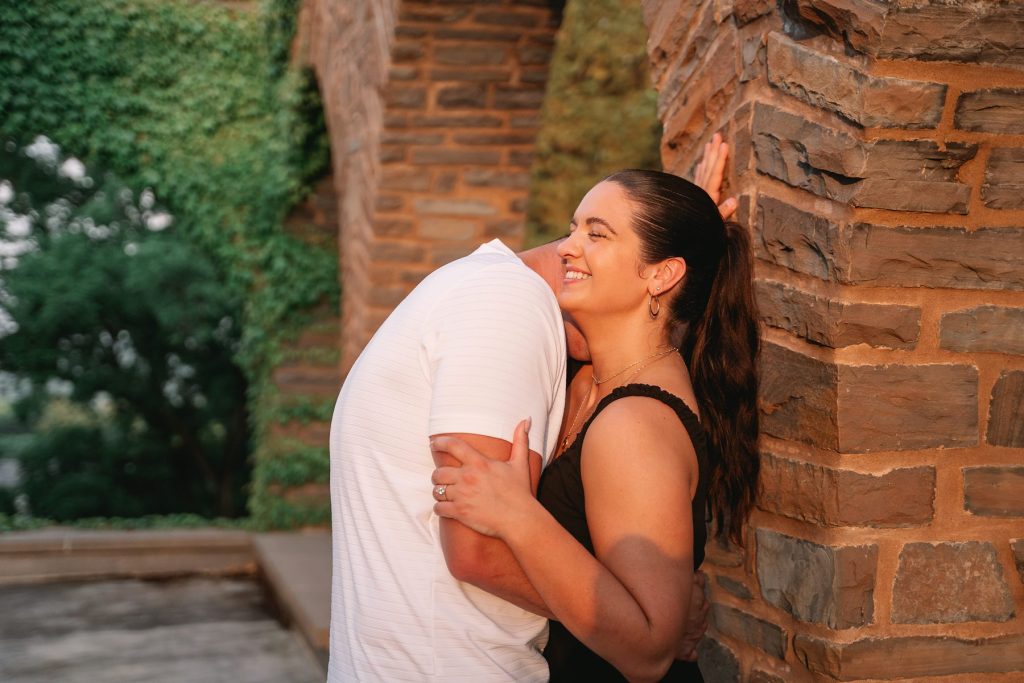 root glen engagement session shots during golden hour