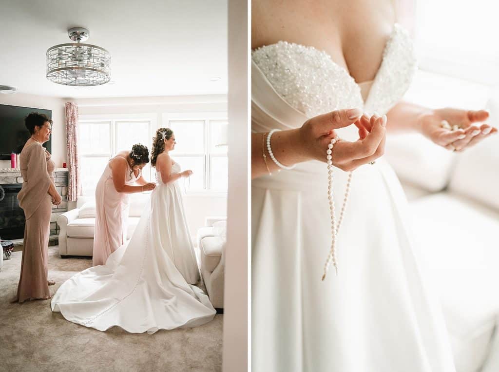 bride getting ready for sky armory wedding