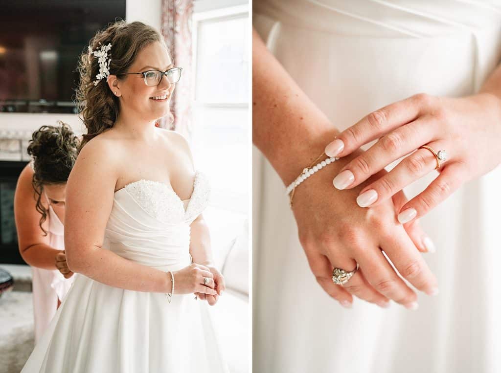 bride getting ready for sky armory wedding