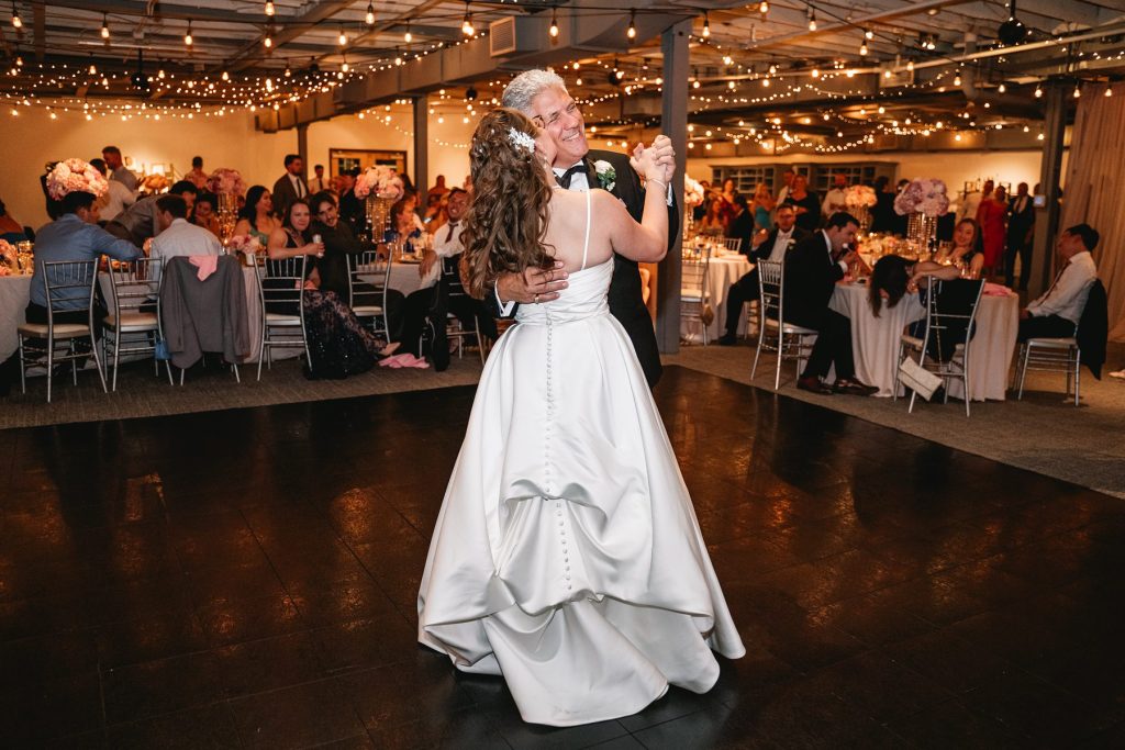 sky armory wedding reception father and bride dance