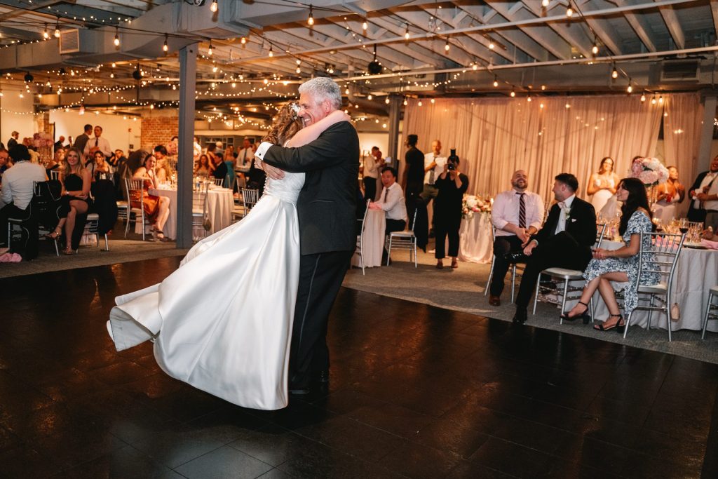 sky armory wedding reception father and bride dance