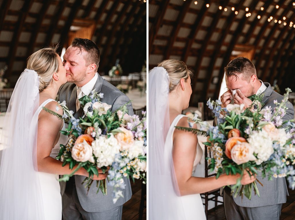 spring hayloft on the arch wedding first look