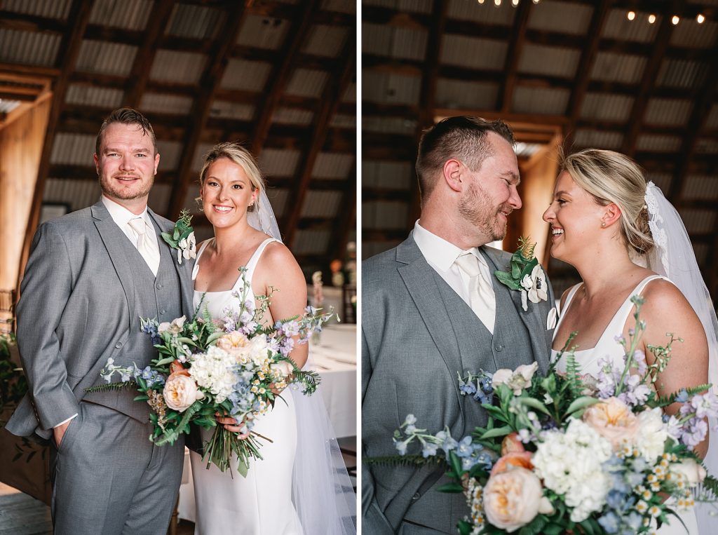 spring hayloft on the arch wedding first look