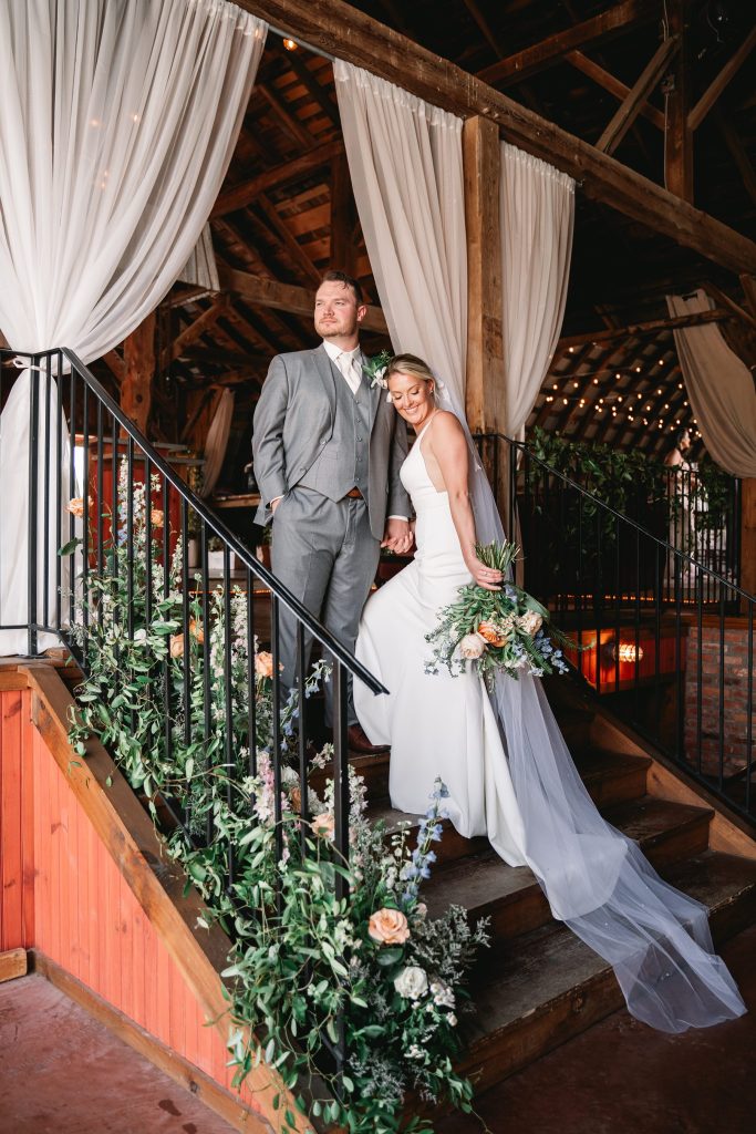 spring hayloft on the arch wedding portrait