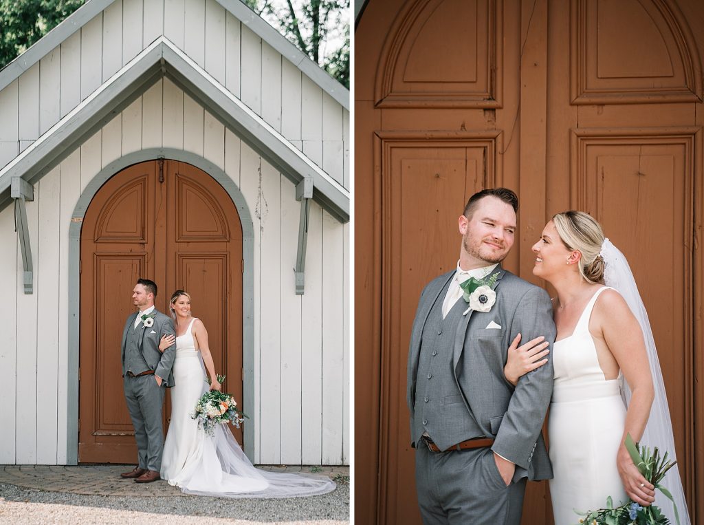 spring hayloft on the arch wedding portrait