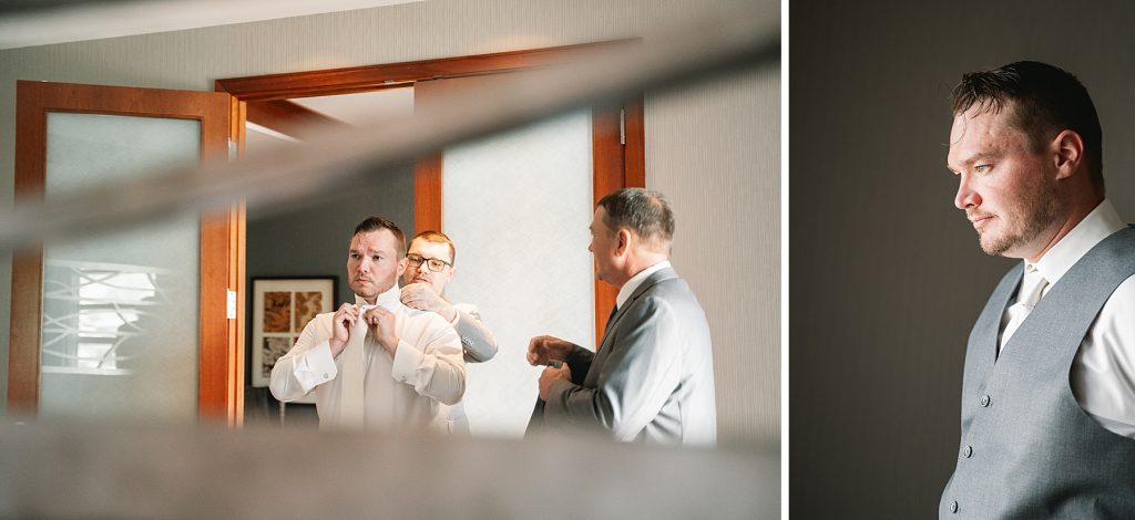 spring hayloft on the arch wedding groom preparation