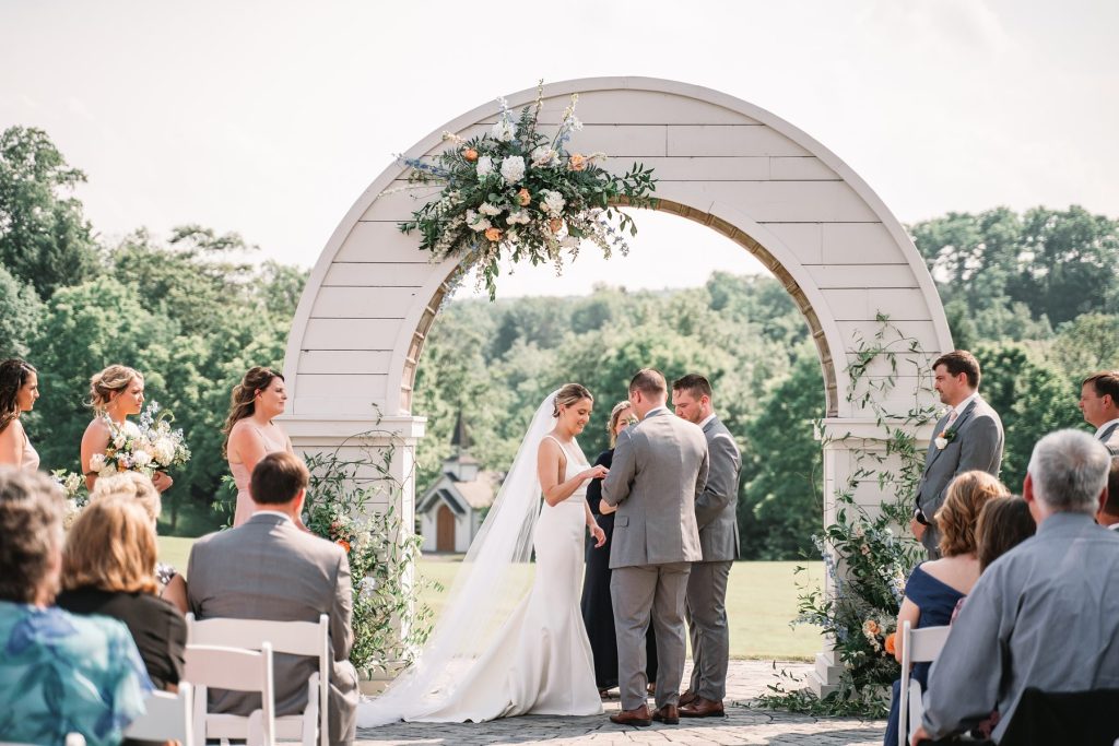 spring hayloft on the arch wedding ceremony