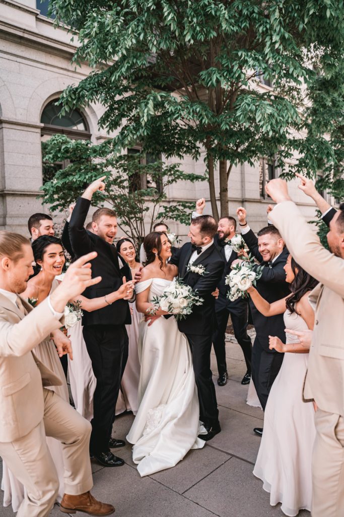 suny plaza park wedding shoot with bridesmaids and groomsmen