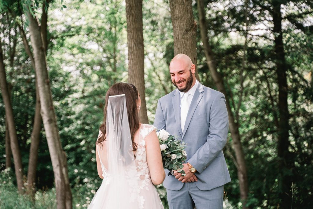 upstate ny barn wedding at hayloft on the arch first look