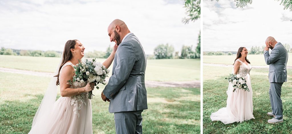 upstate ny barn wedding at hayloft on the arch first look