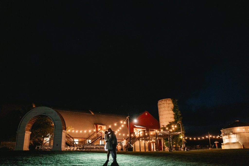 upstate ny barn wedding at hayloft on the arch at night