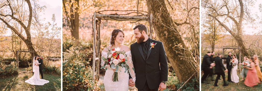 Wolf Oak Acres Wedding Portraits by the creek