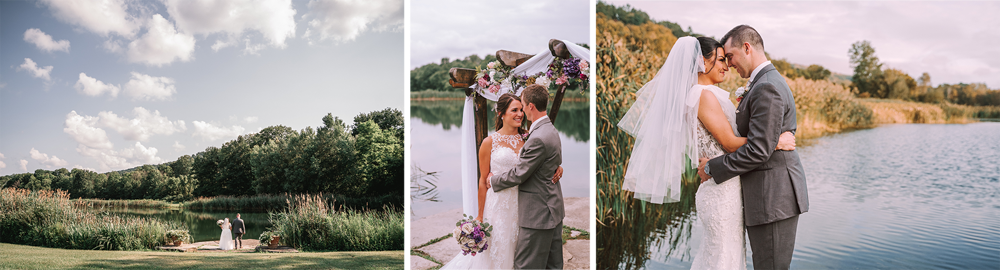 Wolf Oak Acres Wedding Portraits by the pond