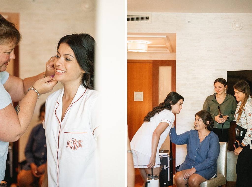 Hayloft on the Arch Wedding bride getting her makeup done